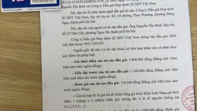 Photo of Công ty đấu giá hợp danh 2EHHT Việt Nam Thông báo đấu giá: SIM (số) điện thoại: 0931.339.229